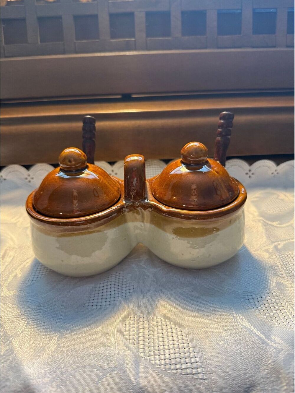 Vintage Jelly Sugar Creamer Condiment Server W Spoons